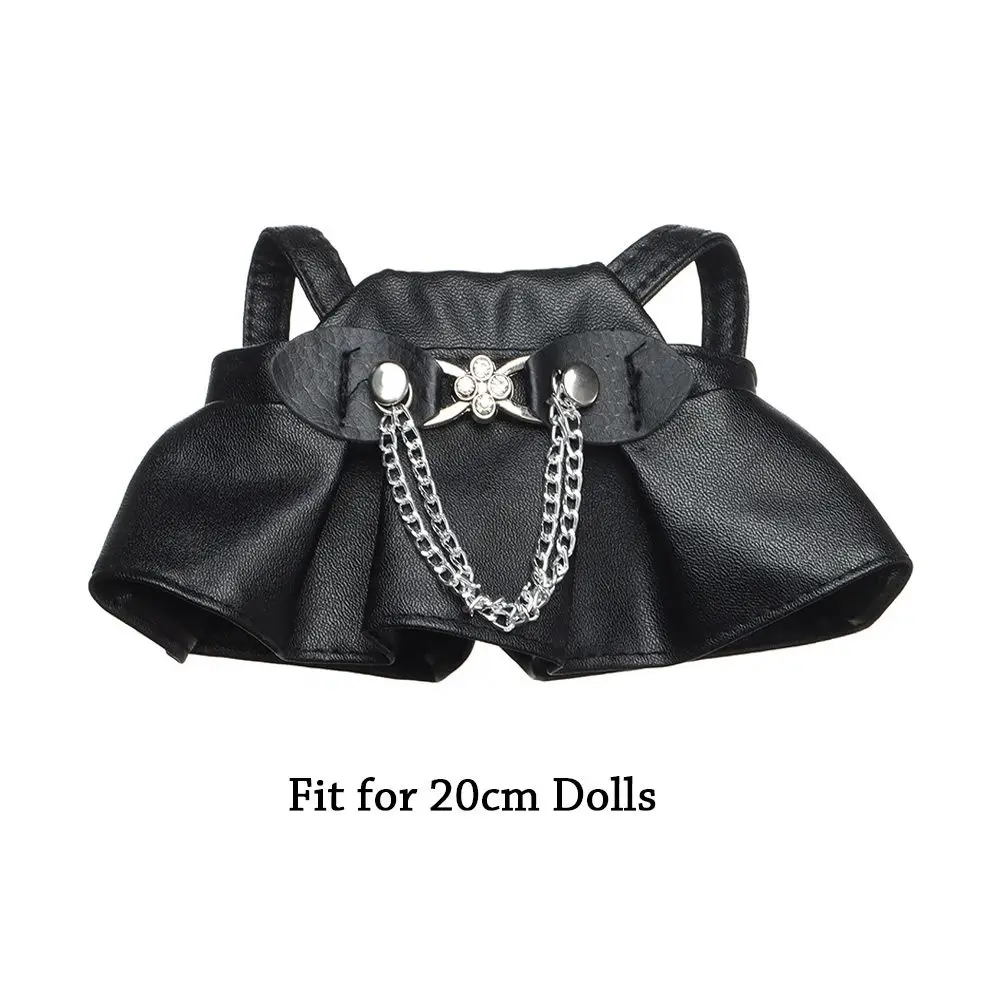 Fashion Skirt Suit Clothing Doll Overalls 20cm Doll Overalls Doll Outfit Accessories PU Leather Jacket Plush Doll's Clothes