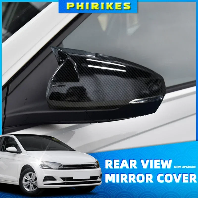 

2Pcs For Volkswagen VW Polo 2020 ABS Side Rear view Mirror Cover Shell Trim Black Side Mirror Caps Accessories