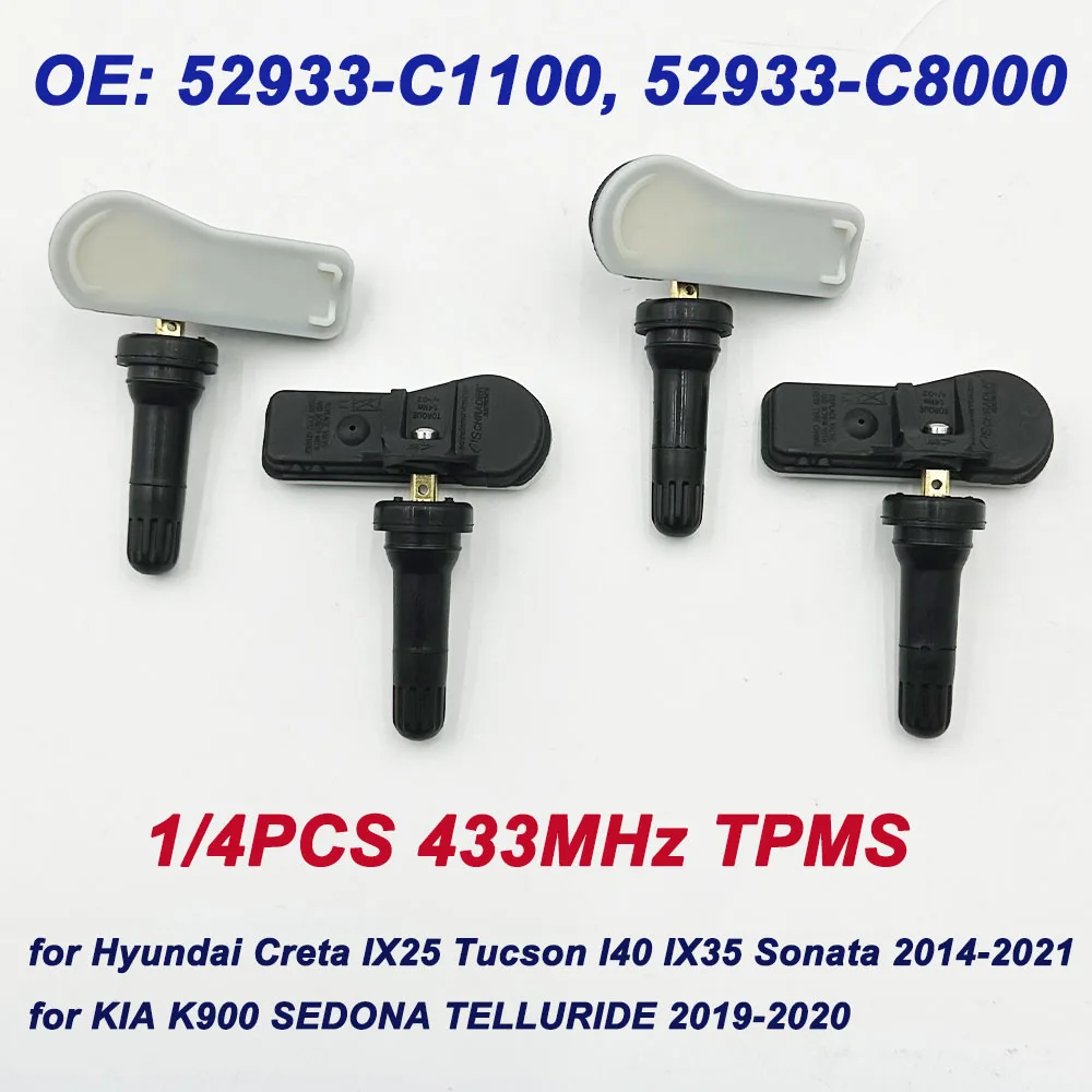 Новинка 1/4 шт. 52933C1100 52933-C1100 датчик давления в шинах 433 МГц TPMS 52933-C8000 для Hyundai Sonata Tucson Santa Fe Kia 2015-2020