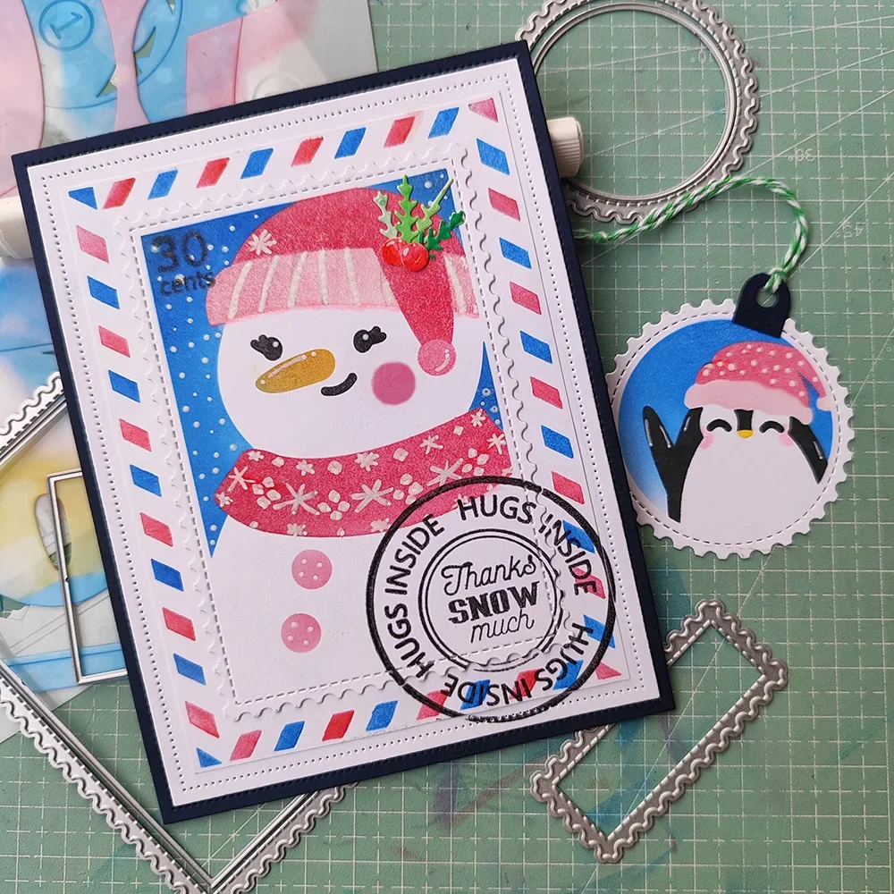 NPC Nesting Postage Collage Cutting die Coloring Stencil Clear Stamp ...