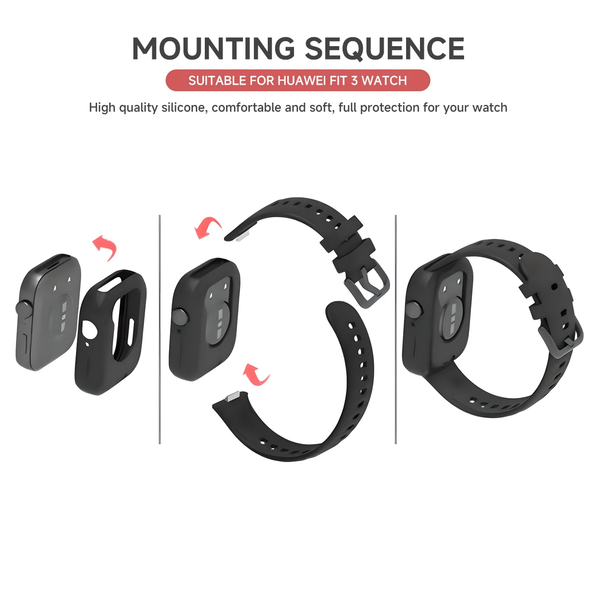 حزام سيليكون مع حافظة حماية لساعة Huawei Watch Fit...