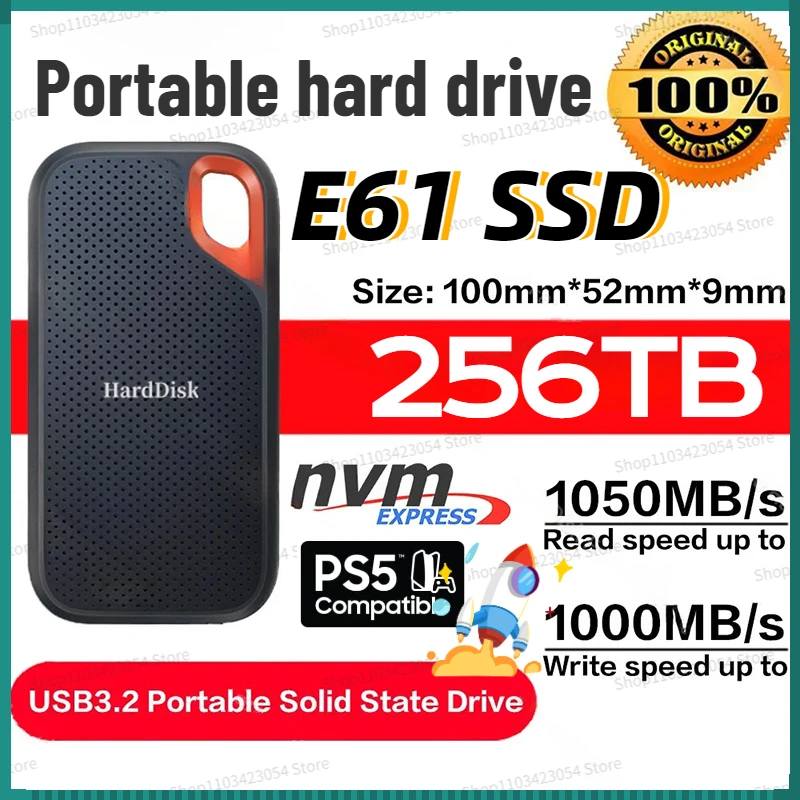 

Original E61 Extreme Portable SSD 1TB USB 3.2 Gen 2 Type C External Solid State Drive 2TB 4TB Storage Disk Mobile SSD For PS5