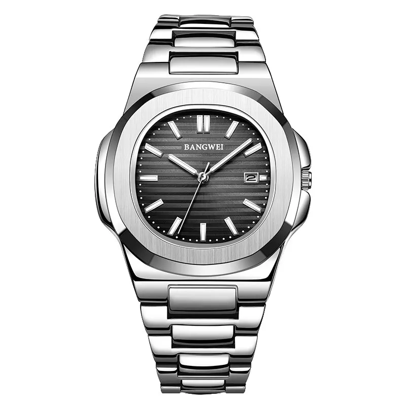 Luxury Men's Stainless Steel Sport Chronograph Watch - 2024 Edition, Quartz, 30M Waterproof, with Automatic Date