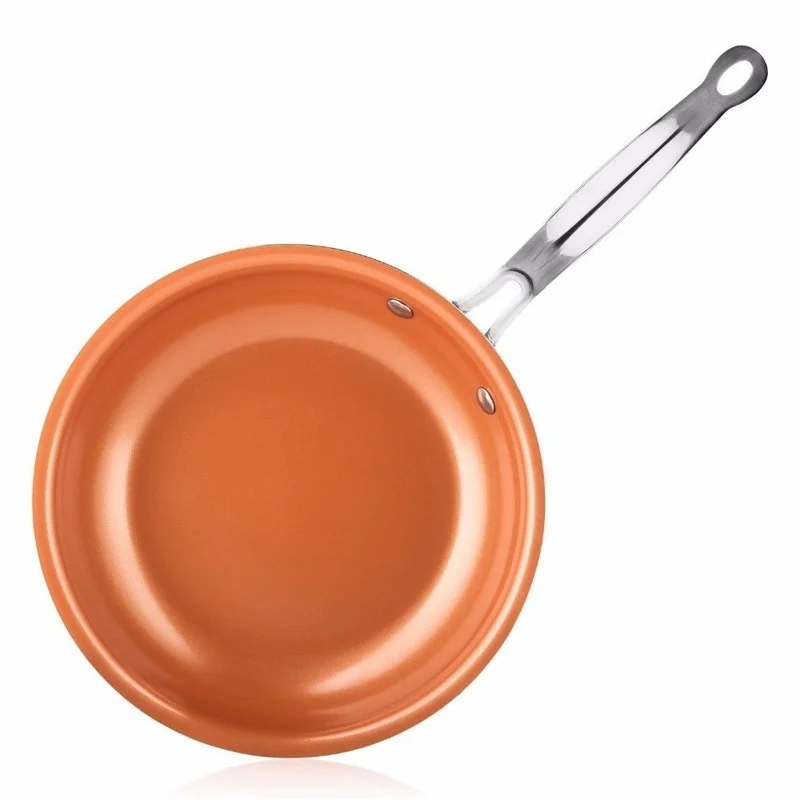 8/10/12 Inch non-stick Skillet Copper Frying Pan With Ceramic Coating  Induction Cooking Frying Pan oven Dishwasher Safe Saucepan