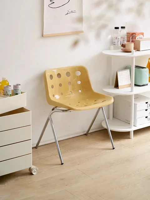 Cheese Chair Ins Style Medieval Restaurant Hole Chair Simple Coffee Milk Tea Shop Backrest Dining Chair 5