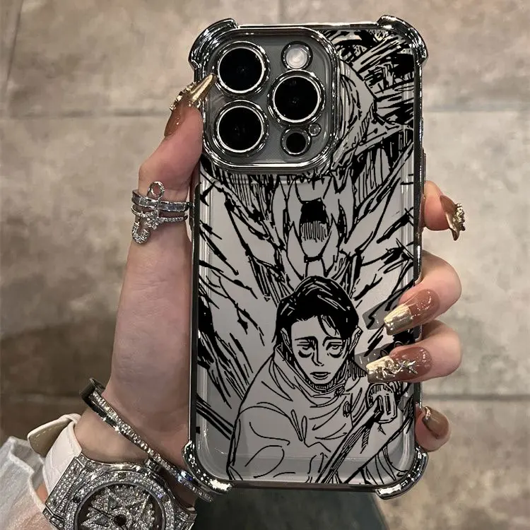 Stylish Hot Anime Jujutsu Kaisen Gojo Plating Phone Case with Anti-Fall Airbag Protection