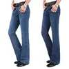 Men's High Quality Business Casual Boot Cut Jeans Mid Waist Flares Semi-Flared Bell Bottom Pants Size 27-38 2