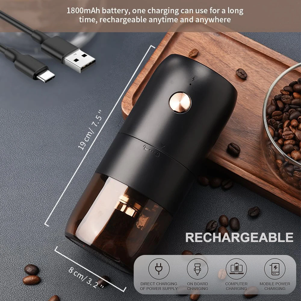Autostop Coffee Grinder Charged Professional Stronger Adjustable SUS Core Grinding Machine electric grinder coffee grinder Portable Vacation Travel Cafe Grinder
