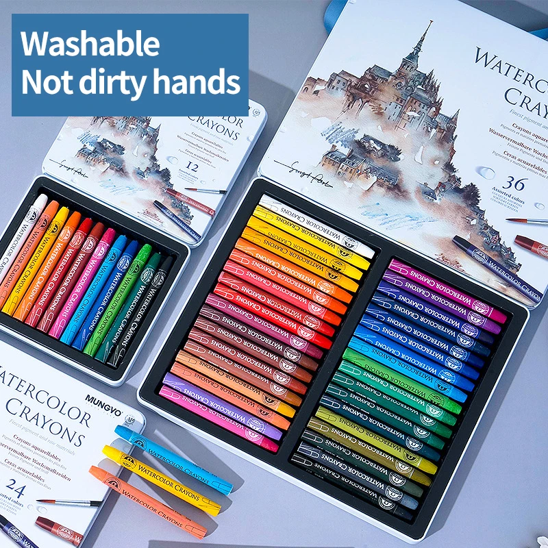 MUNGYO  Water-soluble Crayon Painting Pigment Crayon Artist For Gift Art Students School Supplies 12/24/36Colors MAC 2
