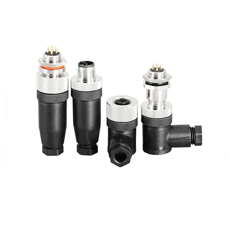 M12 sensor connector 4pin 5pin M12-8 waterproof male&female plug screw threaded coupling A Code sensor connectors 6