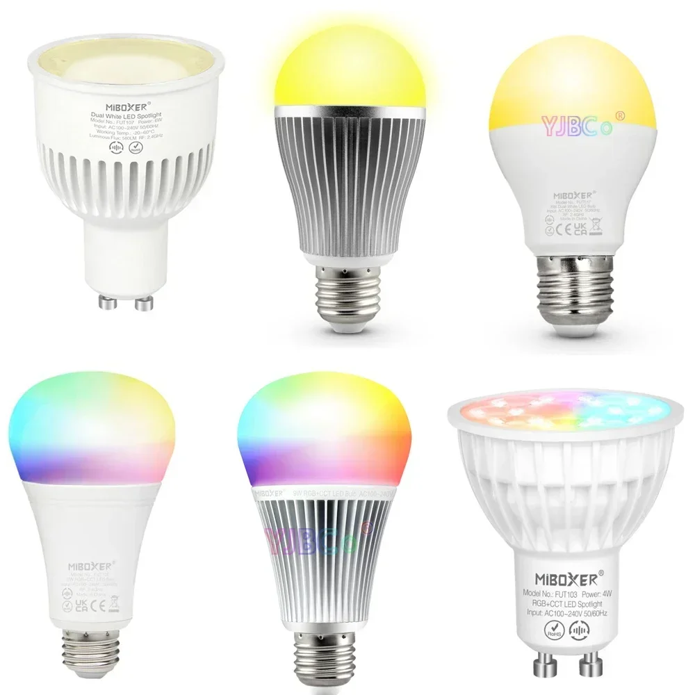 Miboxer 스마트 듀얼 화이트 RGB CCT LED 전구, 2.4G, 4W, 5W..