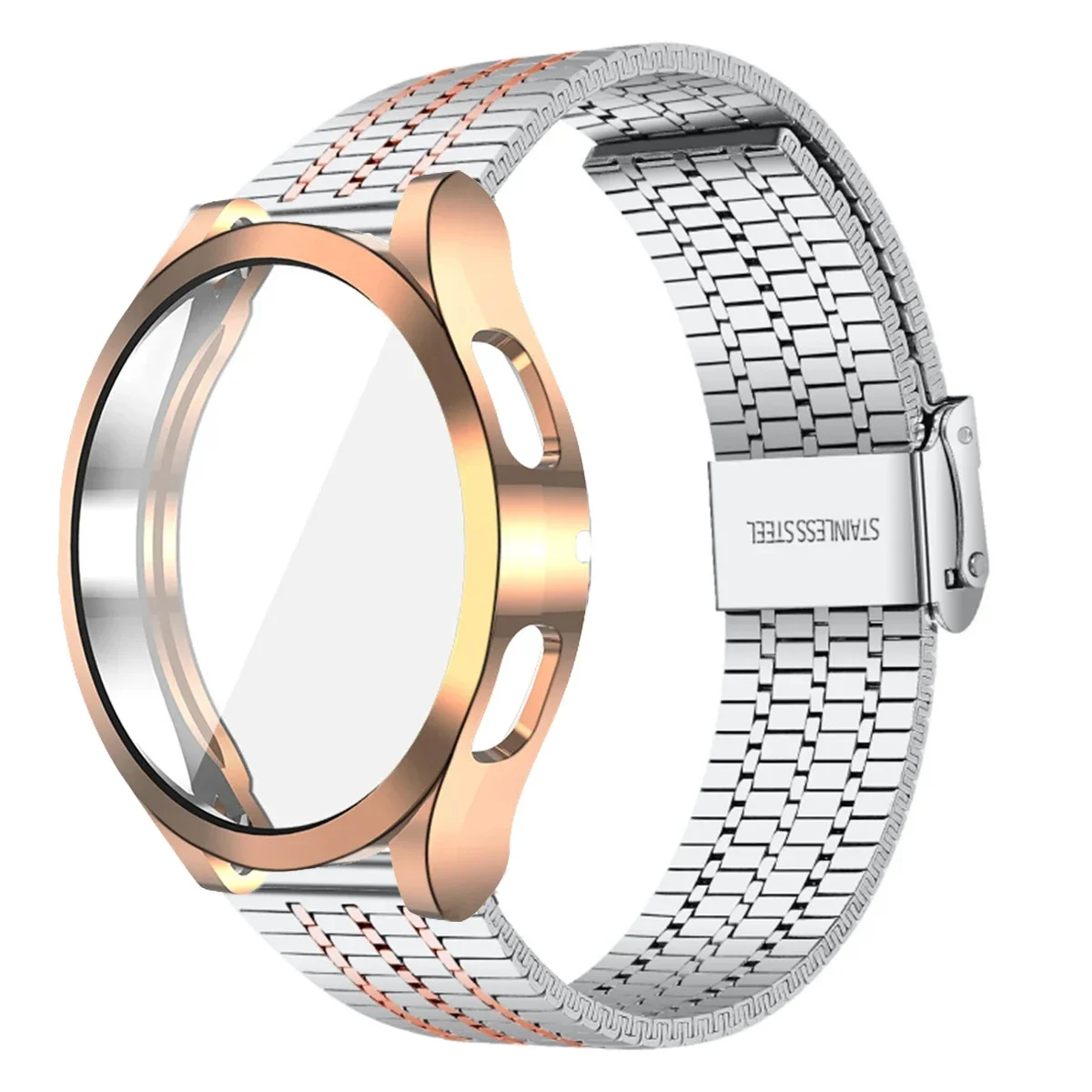 Premium Stainless Steel Strap with TPU Bumper Protector Case