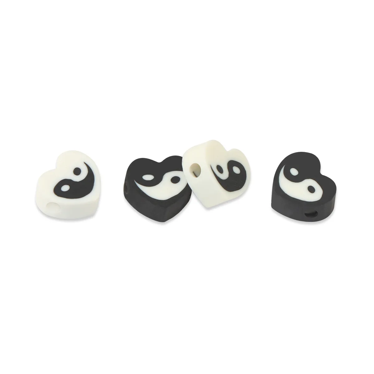 20pcs/50pcs/100pcs Black & White Mixed Color Heart Gossip Clay Bead For  Jewelry Making DIY Bracelet Necklace Earring Accessories - AliExpress