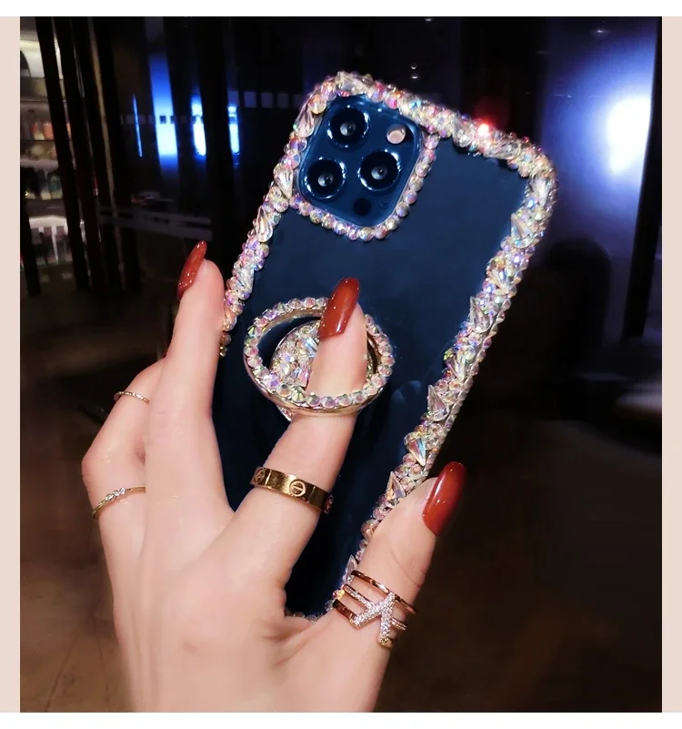 Rhinestone Phone Case Stand Cover For Xiaomi Redmi 13C 12C 13R Note 11 13 12 Pro Plus