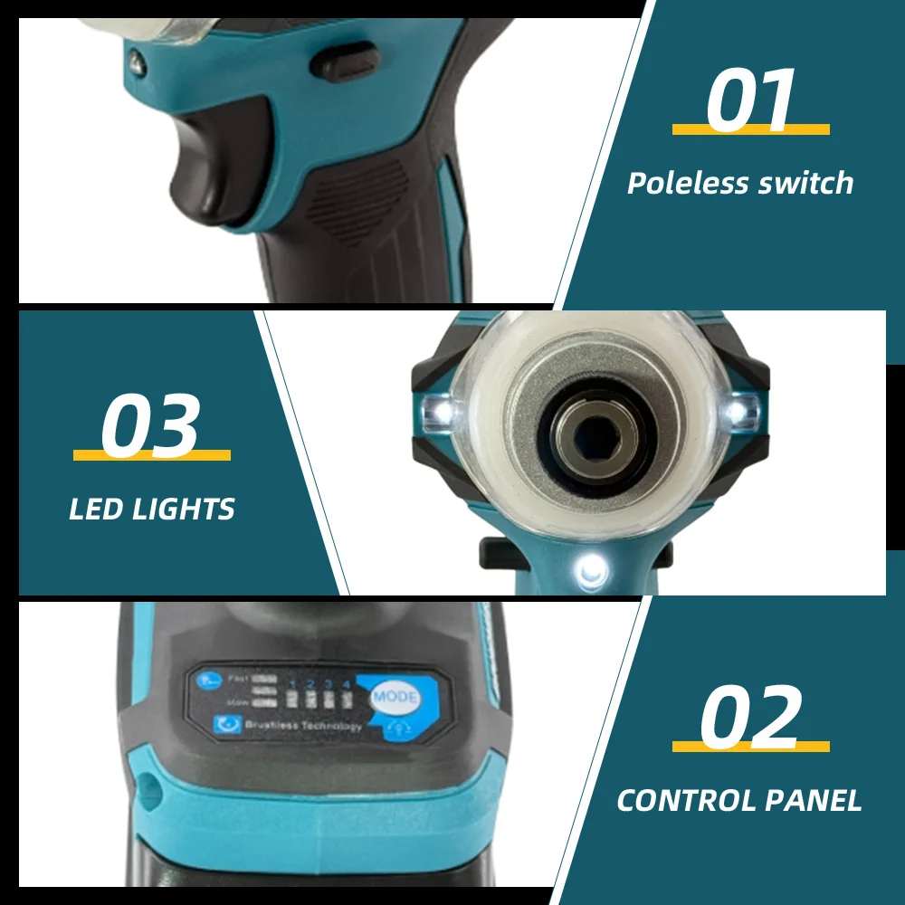 M-WALK DTD171 Brushless Motor Impact Driver Rechargable Drill Cordless Electric Screwdriver Power Tool For Makita 18V Battery
