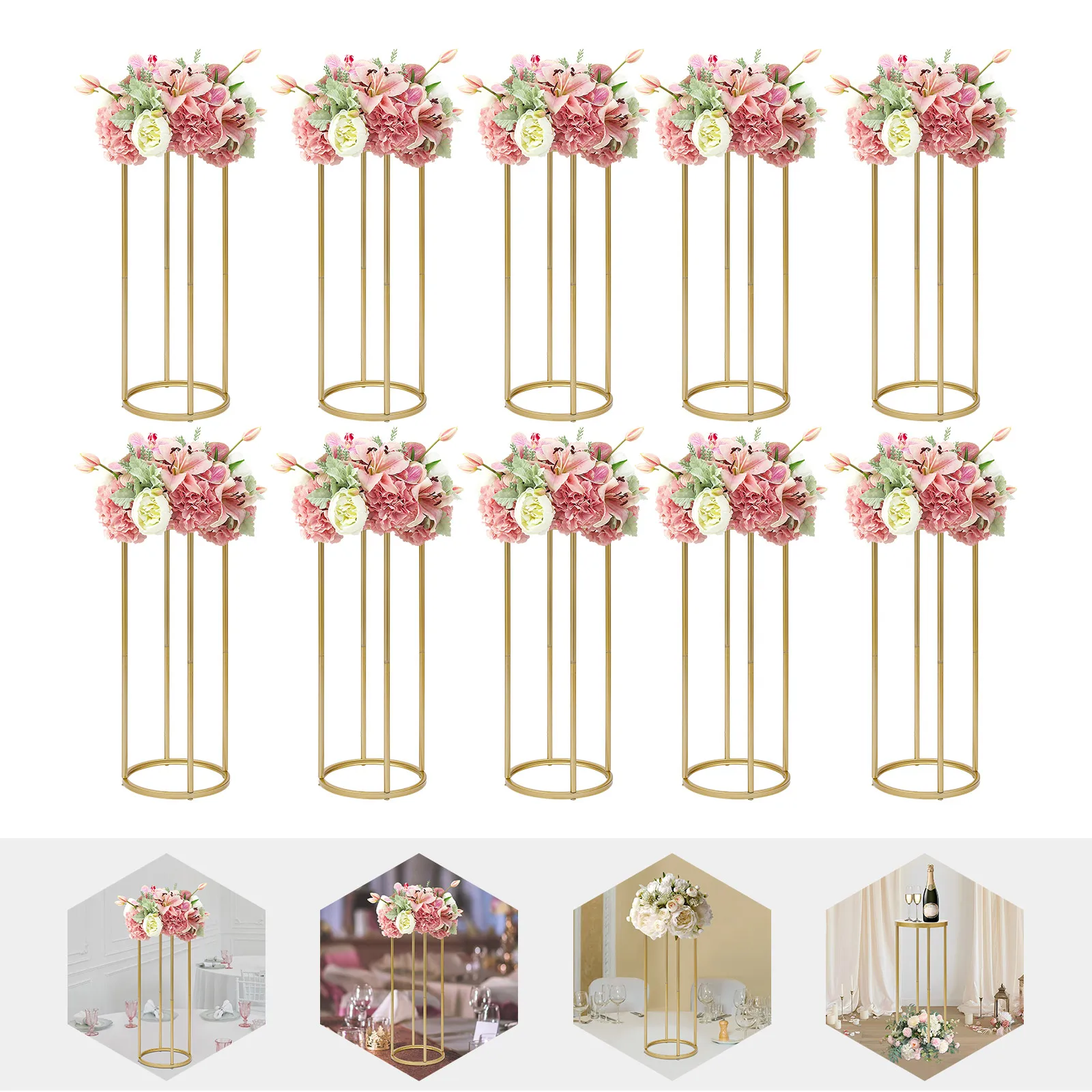

Wedding Table Flower Centerpiece Decoration - Metal Flower Floor Stand Vases Geometric Tables for Birthday Party Reception 10pcs