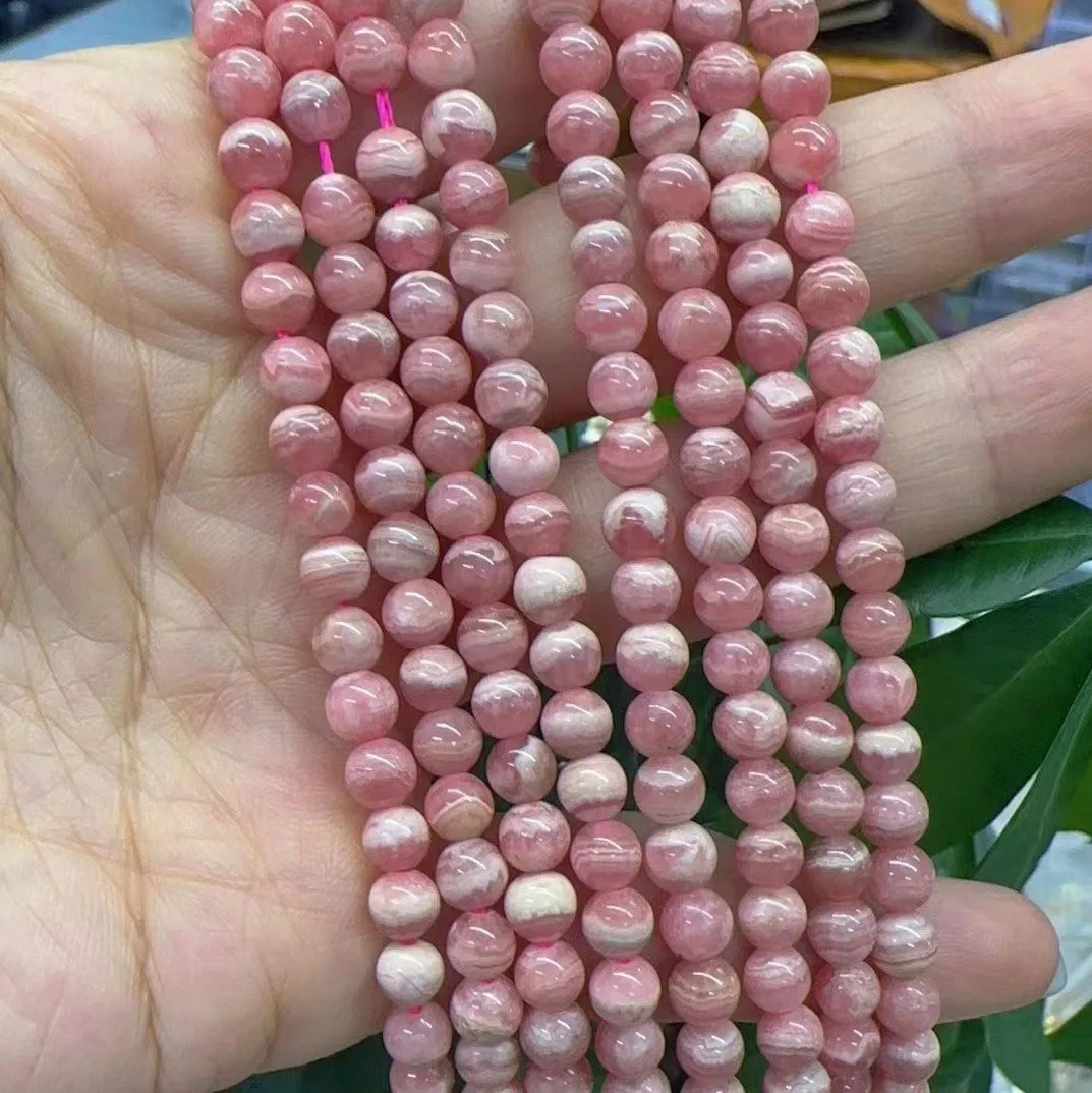 Top Natural Stone Argentina Rhodochrosite Red Smooth Round Beads For DIY Jewelry Making Bracelet Necklace 2/4/5/6mm