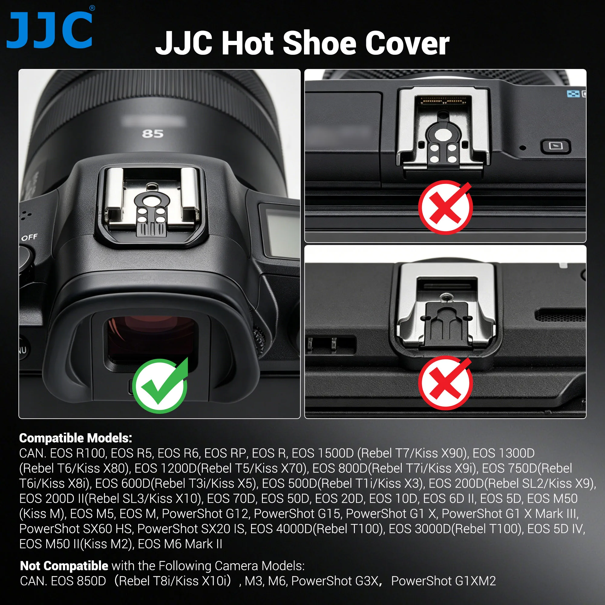 JJC 핫슈 프로텍터 풀 커버 디자인 커버 코크 (캐논 R100 R5 R6 RP R T7 T6 T5 T7i T6i T3i M5 파워샷 G12 G1XM3 호환)
