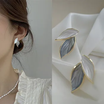 925 Silver Needle Korean Fashion Leaf Earrings For Women Jewelry 2025 Trending New Women's Forest Style Stud Earrings Pendientes