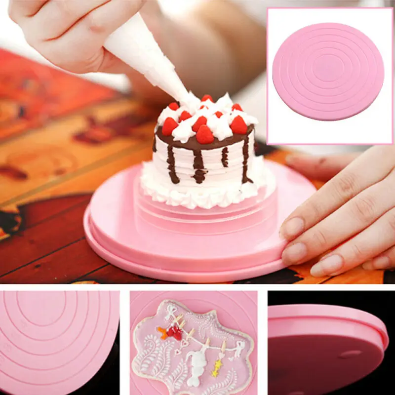 COOKIE /CUPCAKE DECORATING TURNTABLE 14cm Diam WITH 3 INCLUDED