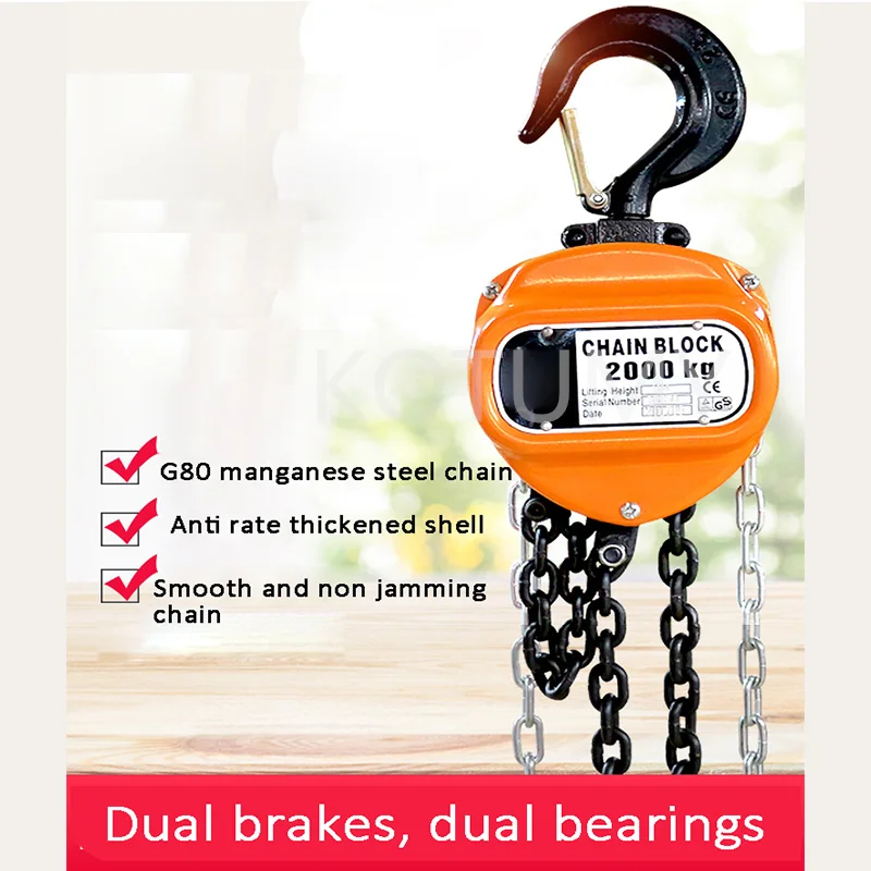 1/2/3 Ton Mini Hand Chain Hoist Hook Mount Capacity 3Meter Lift Portable Manual Hand-cranked Gourd