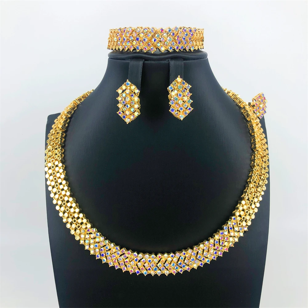 Fashion 18k Gold Plated Jewelry Set Dubai African Choker