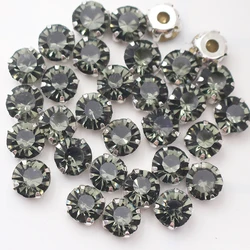 Shimmering Crystal Glass Silver Rhinestones for DIY Clothing and Fabric Crafting (Clear black)