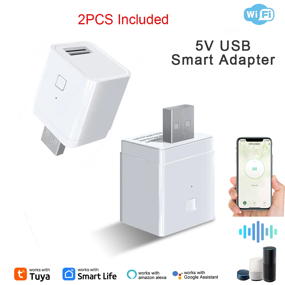 Tuya Smart Micro USB Adapter Switch 5V WiFi Mini USB Power Adapter 2pcs Works with Alexa for Home Automation usb power adapter