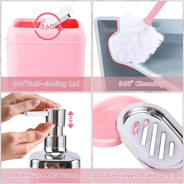 Pink Ombre Bathroom Accessory Set 5