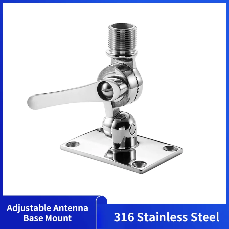 

316 Stainless Steel Adjustable Marine Radio VHF 360° Antenna Base Mount Corrosion Resistance Marine Hardware For Boats Yacht