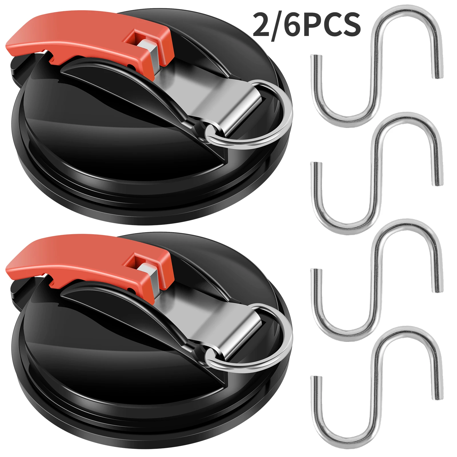 Ganchos de ventosa para lona lateral de coche, fuerte vacío, con 4/8 ganchos, duradero, para acampar y baño, máximo, 2/4 Uds.