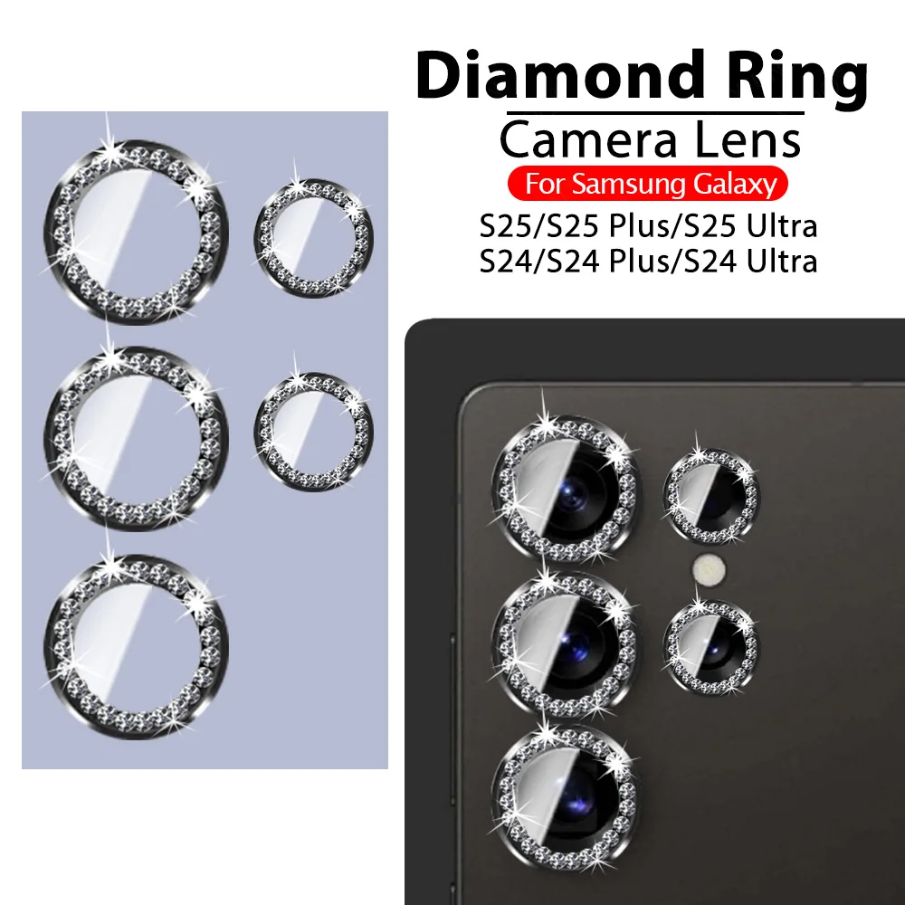 Dazzling Diamond Alloy Ring Camera Case & Lens Screen Protector