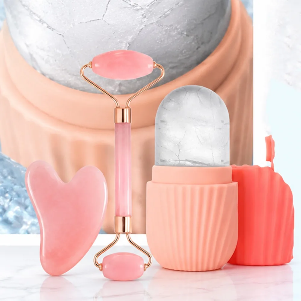 Enhanced Facial Roller & Gua Sha Skin Care Set with Silicone Ice Roller