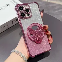 Shockproof Mirror Butterfly Phone Case - Elegant and Durable Protection Cover for Tecno Spark 40C (Pink)