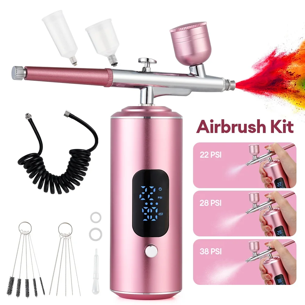 Portable Airbrush With Tube Air Compressor Paint Spray Gun For Nail Art Tattoo Craft Cake Pastry Painting Face Hydrating Sprayer