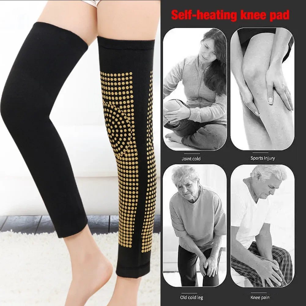 1 Pair Winter Kneepad Self Heating Tourmaline Knee Support Brace Knee Protector Arthritis Joint Double-side Thermal Knee Sleeves