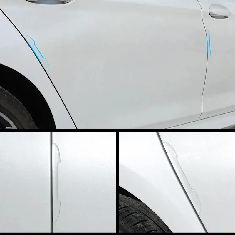 4Pcs Car Door Anti-Collision Protector Bar Stickers Rear View Mirror Cover Side Edge Protection Guards Clear Protection Strip