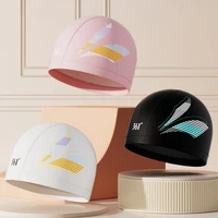 PU Coated Spandex Swimming Cap Men Women Printed Pool Hat Water Sport Protect Ears Long Hair Bathing Caps Water Caps Waterproof 1