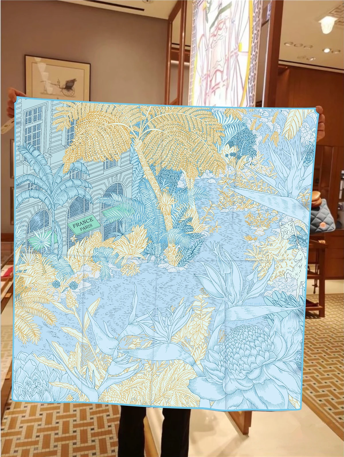 Neues Design Dschungel Palast Twill Seide Schal Schal Luxusmarke quadratischen Schal Frauen Hijab Bandana Foulard Halstuch Kopftücher – Detail 19