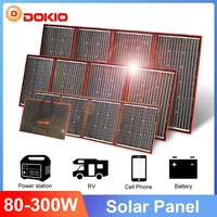Panneau solaire portable pliable Dokio 18V 80W 100W 200W avec contrôleur 12V, panneau solaire flexible pour la maison, le camping et les voyages 1