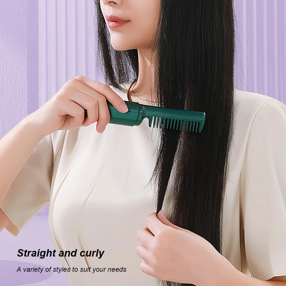 Description Picture 4 of item2 In 1 Lazy Straightener Hair Hot Comb Portable Mini USB Rechargeable Hair Straightener Fast Heating Hair Styling Tools ???