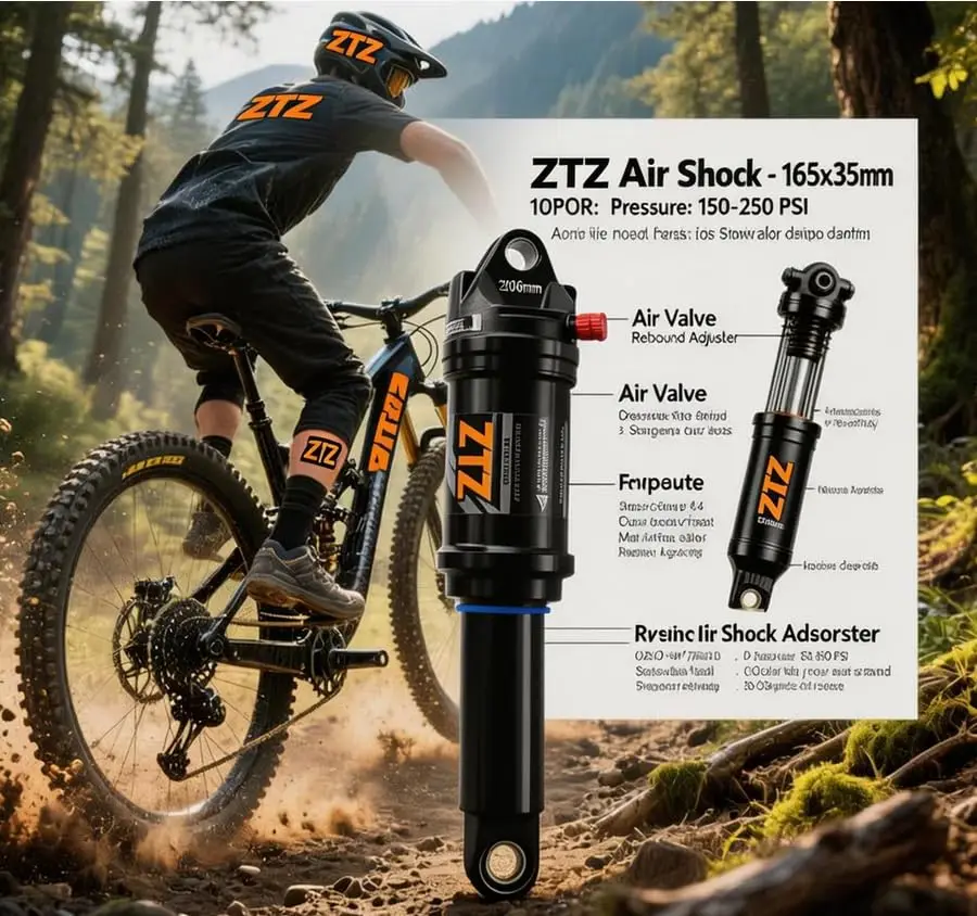 MTB 자전거 리어 쇼크 에어 압력 흡수 장치 125mm 150mm 165mm 190mm 210mm 스쿠터용 유압 서스펜션 (전기 자전거용)