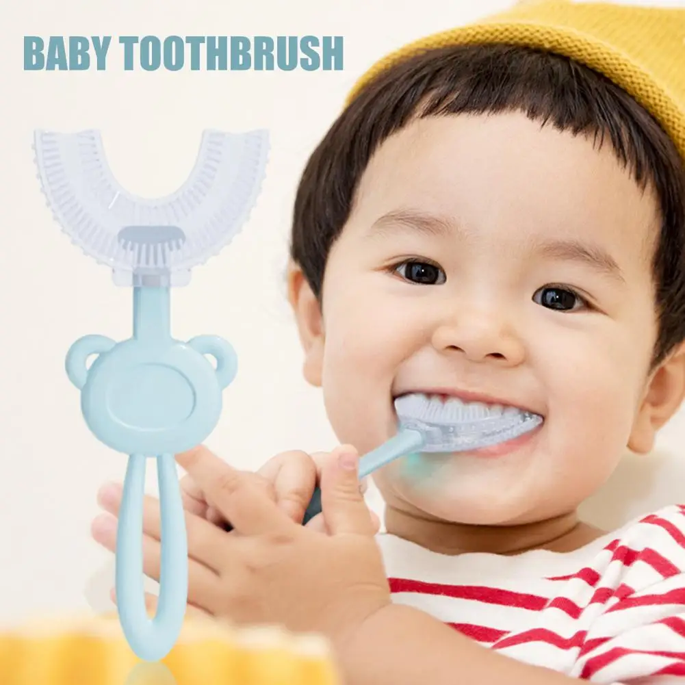 Newborn Children Toothbrush U-Shaped Ergonomics Handle Baby Toothbrush Effective Deep Cleaning Oral Teeth Brush For Home Use