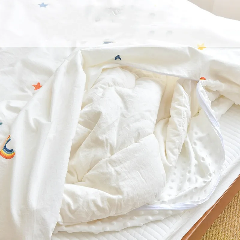 Newborn Baby Quilt Cover Cotton Soft Skin-friendly Breathable Baby Sleep Cartoon Printing Embroidery Quilt Protector Bedding