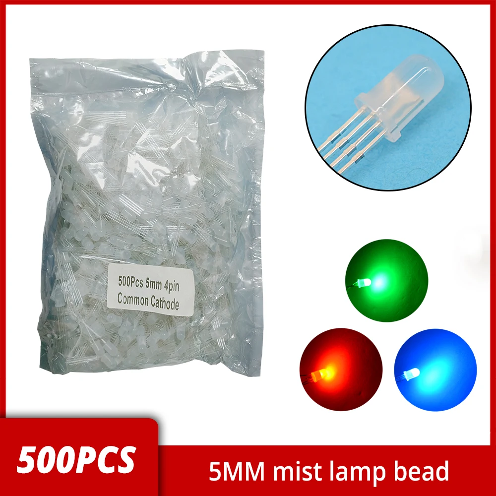 500Pcs Minimum F5mm Circular 4pin LED Extremely Diffuse Emission RGB Three Color Common Cathode Red Green Blue Bulb Diode Lamp cooler master case cooler sickleflow 120 blue led fan 4pin