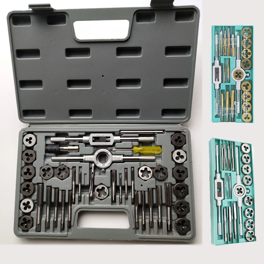 40/20 In 1 Tap And Die Set M3-M12 Male Thread Screw Threading Tool Kit Alloy Steel Female Mechanical Professional Tools Machine