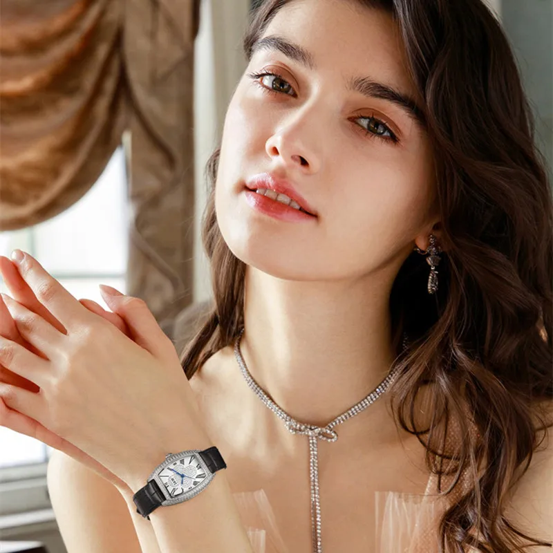 CARNIVAL Brand Luxury Diamond Watch Fashion Square Leather Casual Girls Quartz Wristwatch Waterproof for Women Relogio Feminino