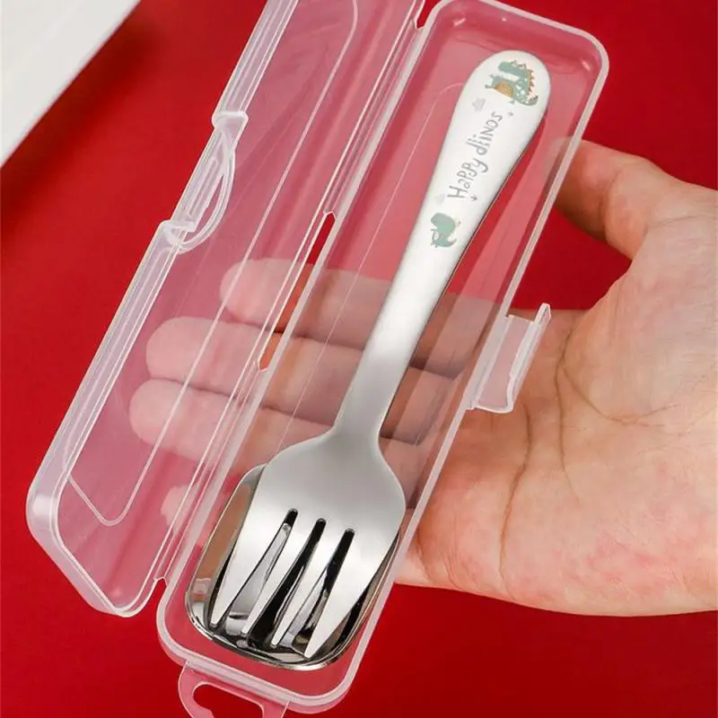 Stainless Steel Children Spoon Fork Animal Cartoon Car Dinosaur Rabbit Cute Fork Children Kids Cutlery Set Tableware Dinnerware