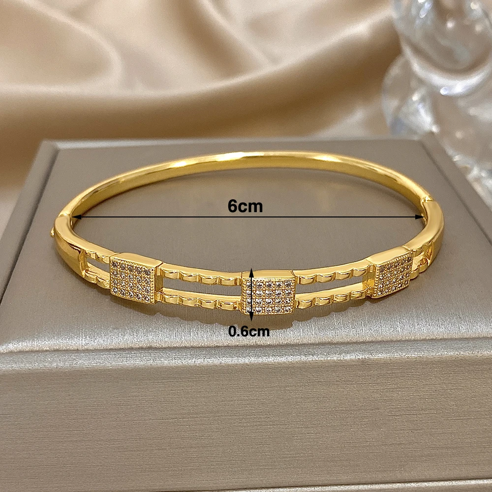 Greatera Twist Copper Plated Gold Bangle For Women Fashion Cubic