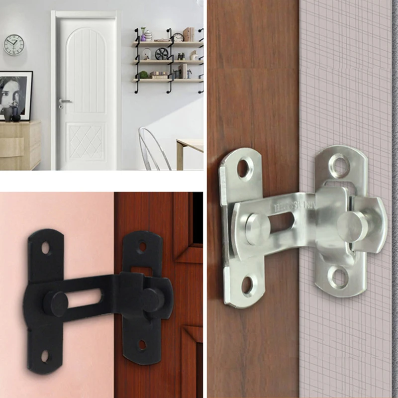 Stainless Steel Right Angle Locking Latch Sliding Barn Door Lock Doors Windows Safety Security Home Anti-Theft Guard